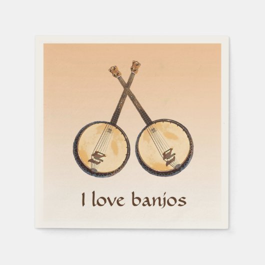 I Liebe Banjos Music Instruments Papier Napkins Serviette (Vorderseite)