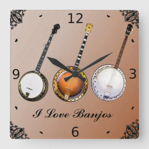 I LIEBE BANJOS QUADRATISCHE WANDUHR