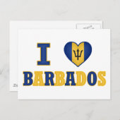 I Liebe Barbados Herzenflaggendesign Postkarte (Vorne/Hinten)