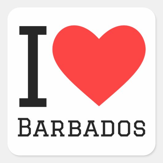 I Liebe Barbados Quadratischer Aufkleber (Vorderseite)