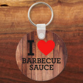 I Liebe Barbecue Sauce Holzpanels Schlüsselanhänger (Vorderseite)