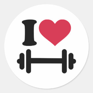 I Liebe Barbell Dumbell Runder Aufkleber