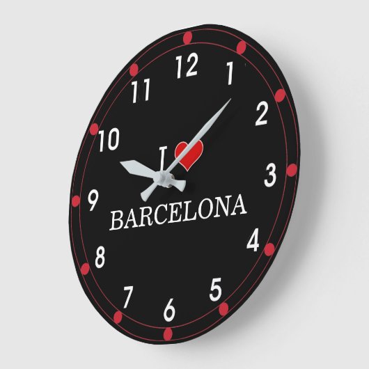 I Liebe Barcelona Große Wanduhr (Winkel)