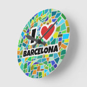 I Liebe Barcelona Runde Wanduhr (Winkel)