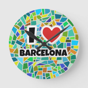 I Liebe Barcelona Runde Wanduhr