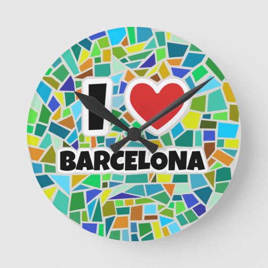 I Liebe Barcelona Runde Wanduhr (Vorderseite)