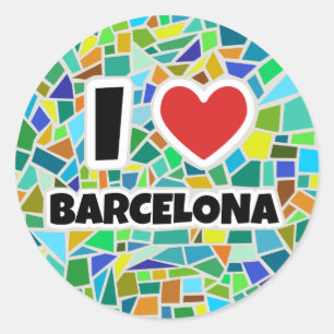 I Liebe Barcelona Runder Aufkleber