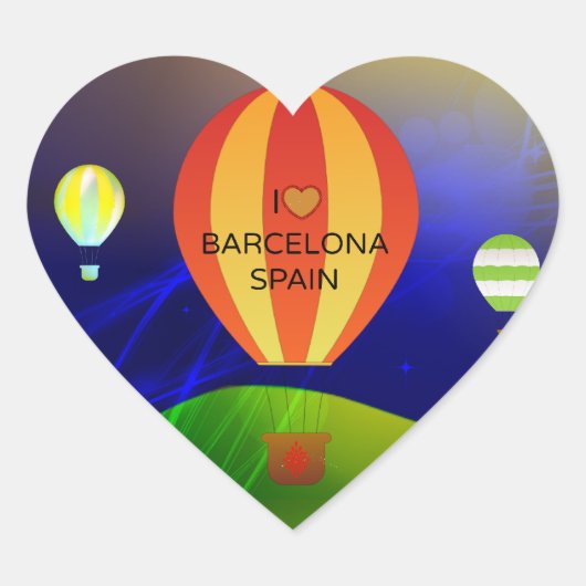 I Liebe Barcelona Spanien Hot Air Ballon Herz-Aufkleber (Vorderseite)