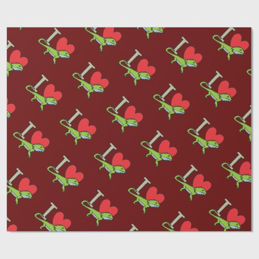 I Liebe Bartdrachen Geschenkpapier (Flach)