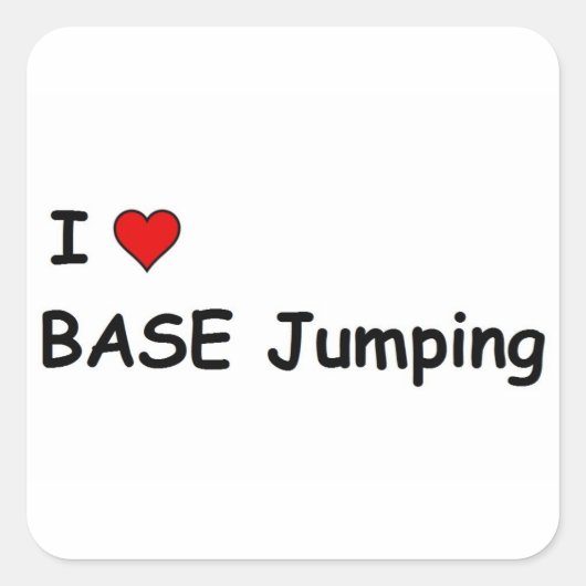 I Liebe BASE Jumping Quadratischer Aufkleber (Vorderseite)