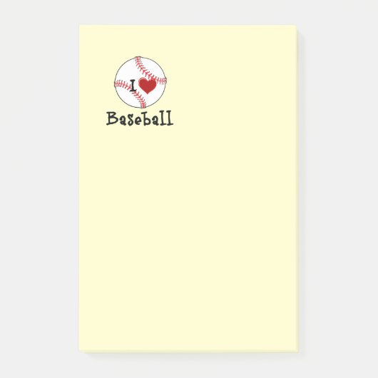 I Liebe Baseball Post-it Klebezettel (Vorderseite)