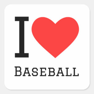 I Liebe Baseball Quadratischer Aufkleber