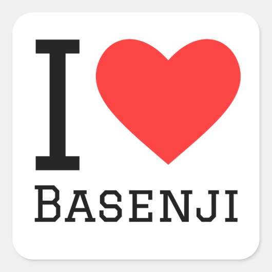 I Liebe basenji Quadratischer Aufkleber (Vorderseite)