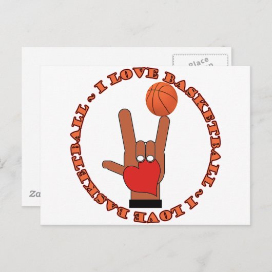 I LIEBE BASKETBALL ASL SIGN POSTKARTE (Vorne/Hinten)