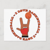 I LIEBE BASKETBALL ASL SIGN POSTKARTE (Vorderseite)