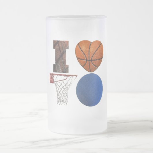 I Liebe Basketball Cup Mattglas Bierglas (Mittel)