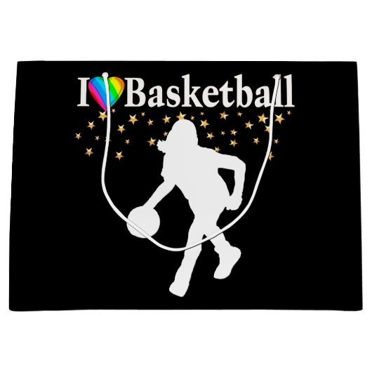 I LIEBE BASKETBALL DESIGN GROßE GESCHENKTÜTE (Vorderseite)