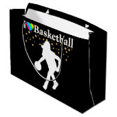 I LIEBE BASKETBALL DESIGN GROßE GESCHENKTÜTE (Rückseite Schrägansicht)