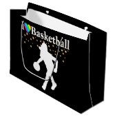 I LIEBE BASKETBALL DESIGN GROßE GESCHENKTÜTE (Vorderseite Schrägansicht)