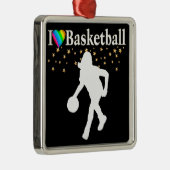I LIEBE BASKETBALL DESIGN SILBERNES ORNAMENT (Rechts)