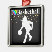 I LIEBE BASKETBALL DESIGN SILBERNES ORNAMENT (Links)