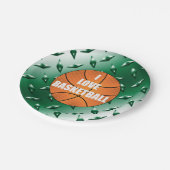I Liebe Basketball-grüne Diamantblech Pappteller (Schrägansicht)