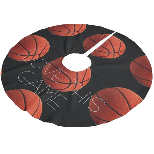I Liebe Basketball Nah-up Polyester Weihnachtsbaumdecke (Schrägansicht)