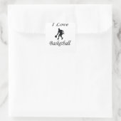 I Liebe Basketball Quadratischer Aufkleber (Tasche)