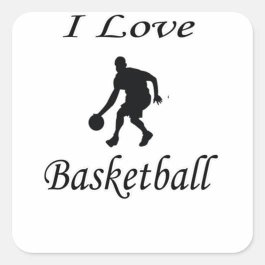 I Liebe Basketball Quadratischer Aufkleber (Vorderseite)