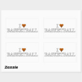 I Liebe-Basketball Rechteckiger Aufkleber (Blatt)