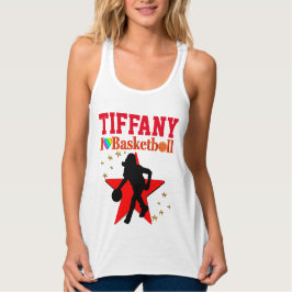 I LIEBE BASKETBALL RED PERSONALISIERT TANK TOP