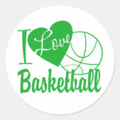 I Liebe Basketball Runder Aufkleber (Vorderseite)