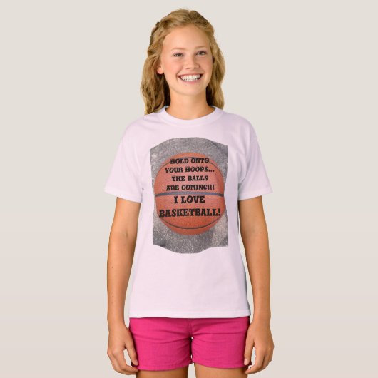 I Liebe Basketball Spaß T-Shirt (Vorne ganz)