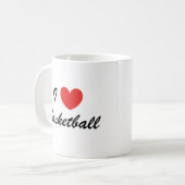 I Liebe Basketball Sporttypografie Kaffee Tasse (Vorderseite Links)