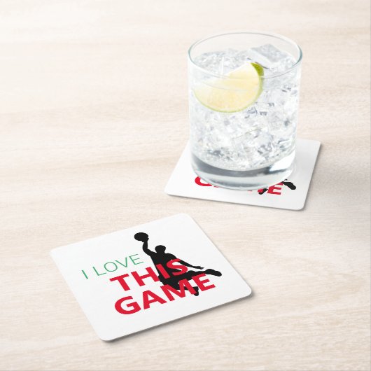 I Liebe Basketballspiel Rechteckiger Pappuntersetzer (Vor Ort)