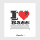 I Liebe Bass Aufkleber (Blatt)