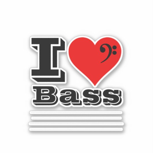 I Liebe Bass Aufkleber (Vorderseite)