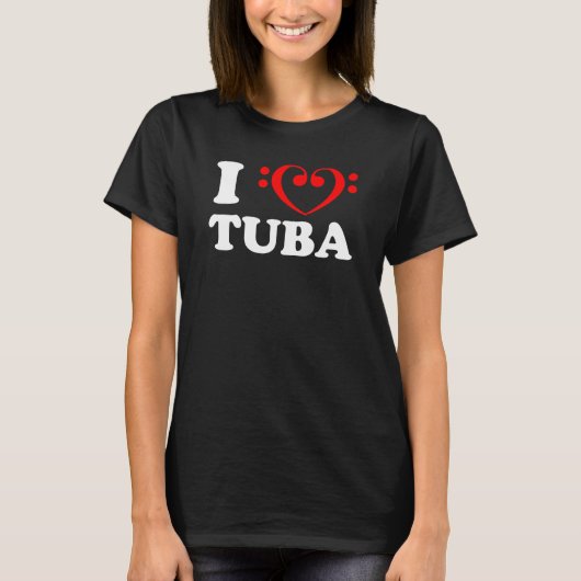 I Liebe Bass Clef Herz Tuba T-Shirt (Vorderseite)