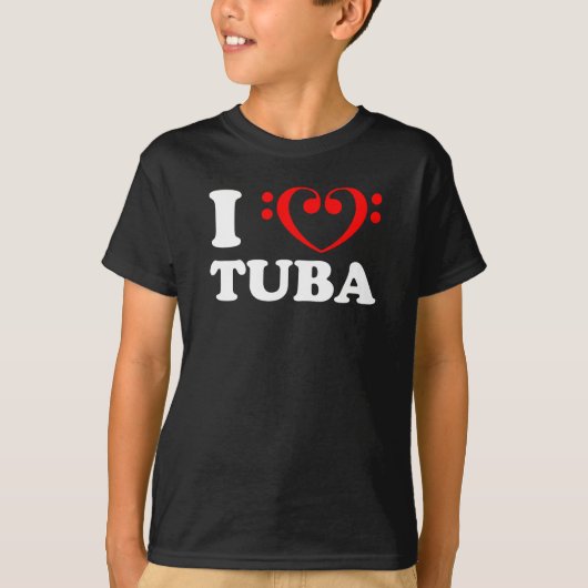 I Liebe Bass Clef Herz Tuba T-Shirt (Vorderseite)
