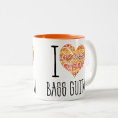 I Liebe Bass Guitar Orange Mandala Herz Zweifarbige Tasse (VorderseiteRechts)