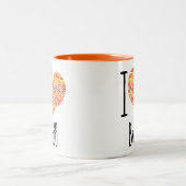 I Liebe Bass Orange Mandala Herz Zweifarbige Tasse (Mittel)