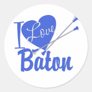 I Liebe Baton Runder Aufkleber