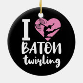 I Liebe Baton Twirling Niedlich Twirler Keramik Ornament (Hinten)