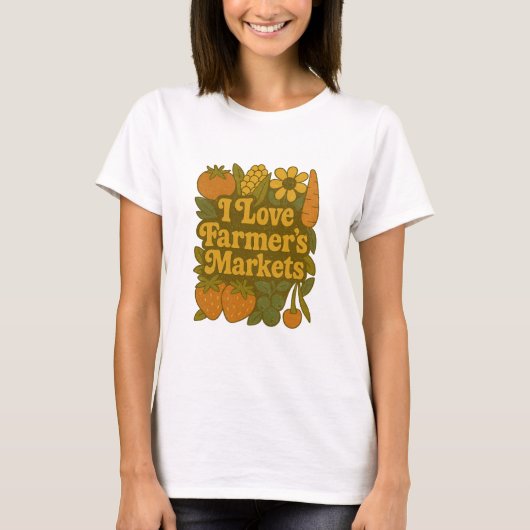 I Liebe Bauern Märkte Retro Harvest Art T-Shirt (Vorderseite)