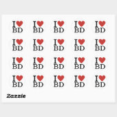 I ❤️ Liebe BD Business Development Mitarbeiter CUS Runder Aufkleber (Blatt)