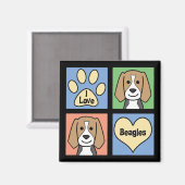 I LIEBE BEAGLE MAGNET (Vorderseite/Rückseite)