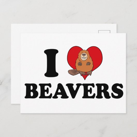 I Liebe Beavers Funny Postkarte (Vorne/Hinten)