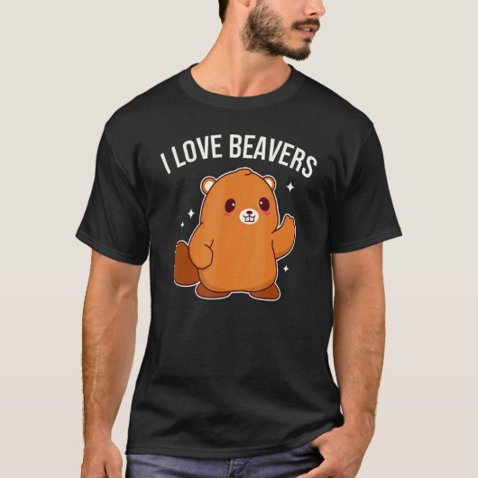 I Liebe Beavers Niedliche Biber Grafik T-Shirt (Vorderseite)