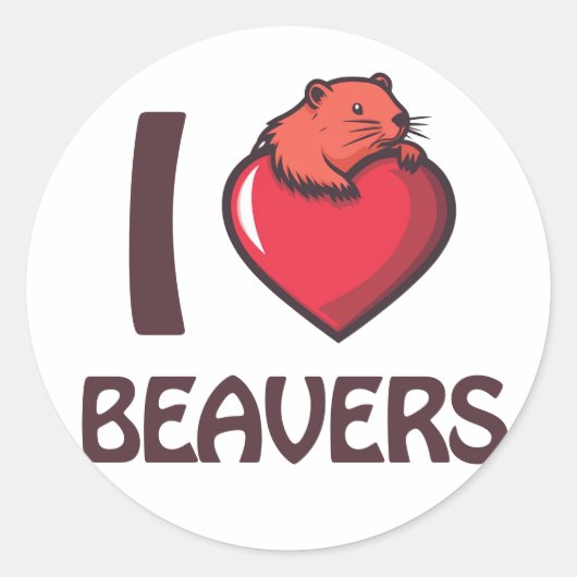 I Liebe Beavers Runder Aufkleber (Vorderseite)