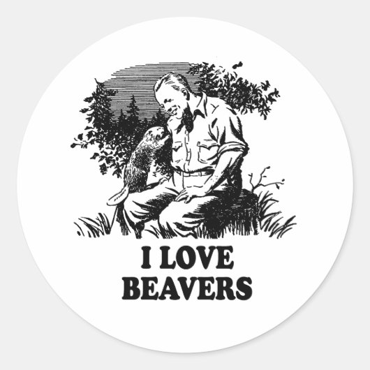 I Liebe Beavers Runder Aufkleber (Vorderseite)